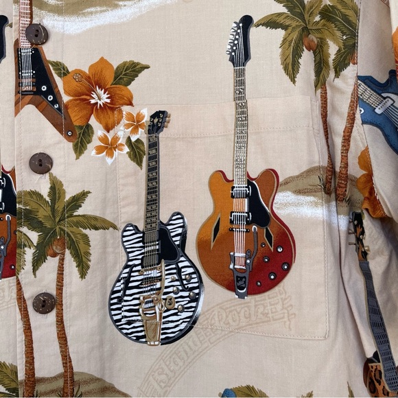 Hilo Hattie Island Rock Guitar+Floral Hawaiian Camp Shirt M - Picture 6 of 10